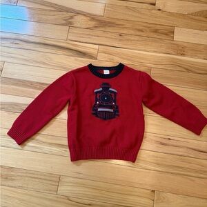 Gymboree Red Knit Sweater with Navy Train Applique